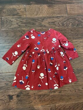 Hanna Andersson Girls' Maroon Floral Long-Sleeve Dress